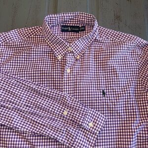 Ralph Lauren Purple Gingham Button Down Shirt Long‎ Sleeve Classic Fit Men's XXL